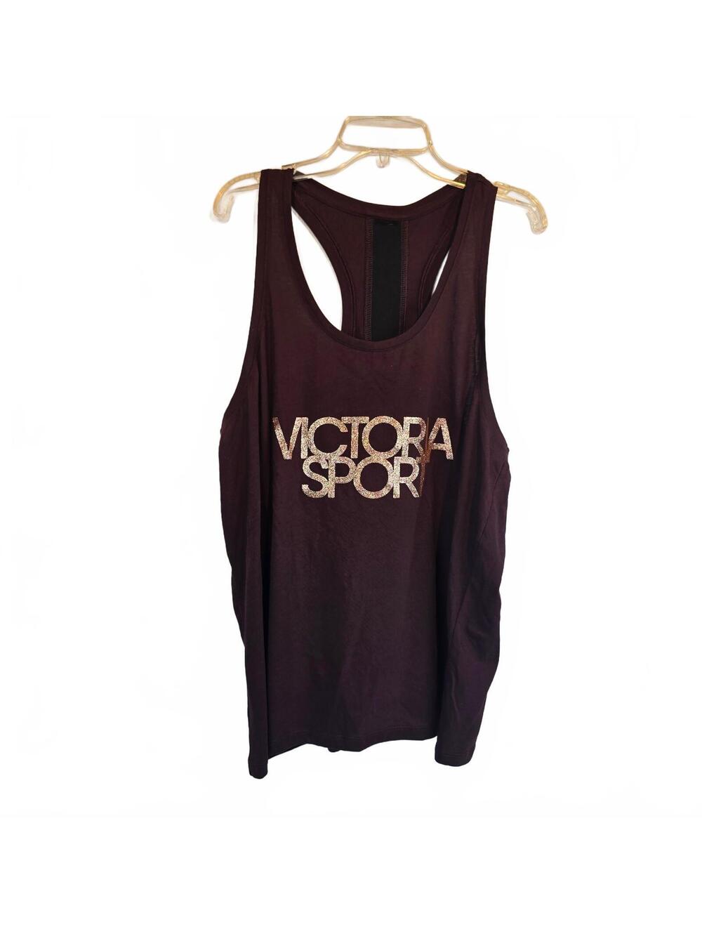 Victoria's Secret Sport Featherweight Workout Yoga Tank Top Glitter Logo L XL
